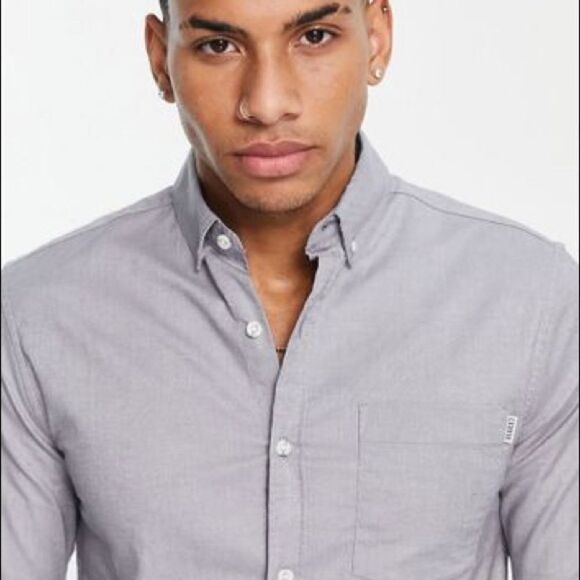 TOPMAN Long Sleeve Stretch Skinny Oxford Shirt - Picture 2 of 11